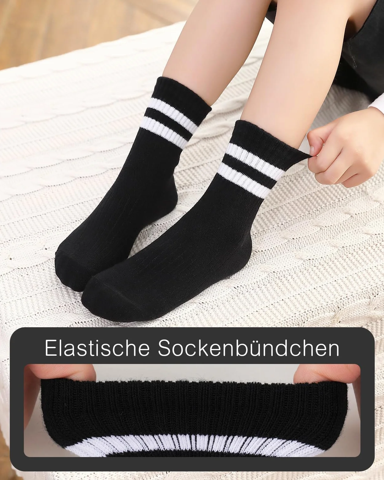 Kyopp 5/10 par skarpet dla chłopców i dziewczynek, oddychające skarpety typu sneaker w paski