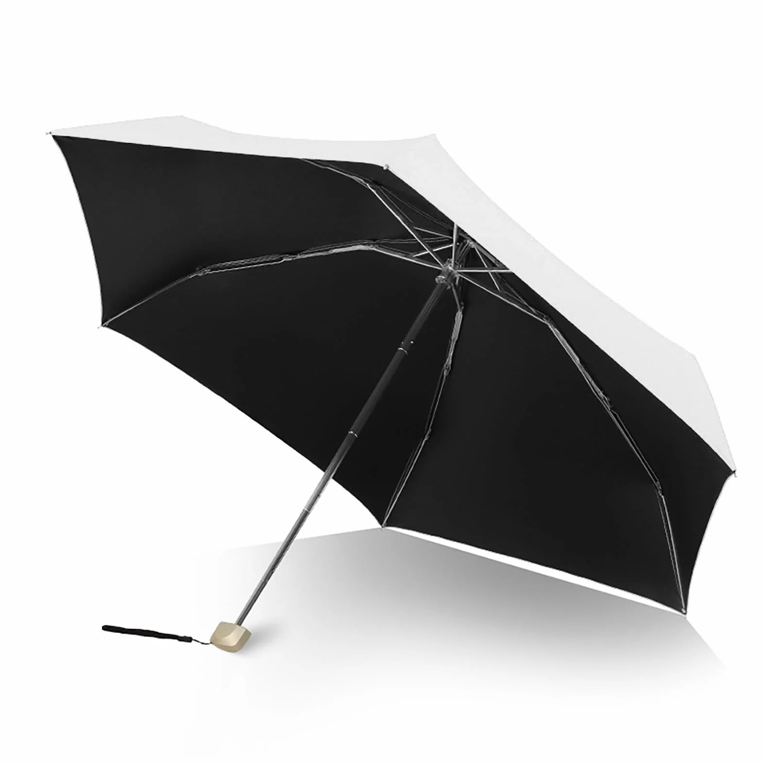 Parasol Słoneczny, Mini Składany Parasol Podróży, Podwójne Użycie Sunshine Protection Sunshade Parasol z czarną powłoką Kleju i obudową na Deszcz na Zewnątrz lub Blask