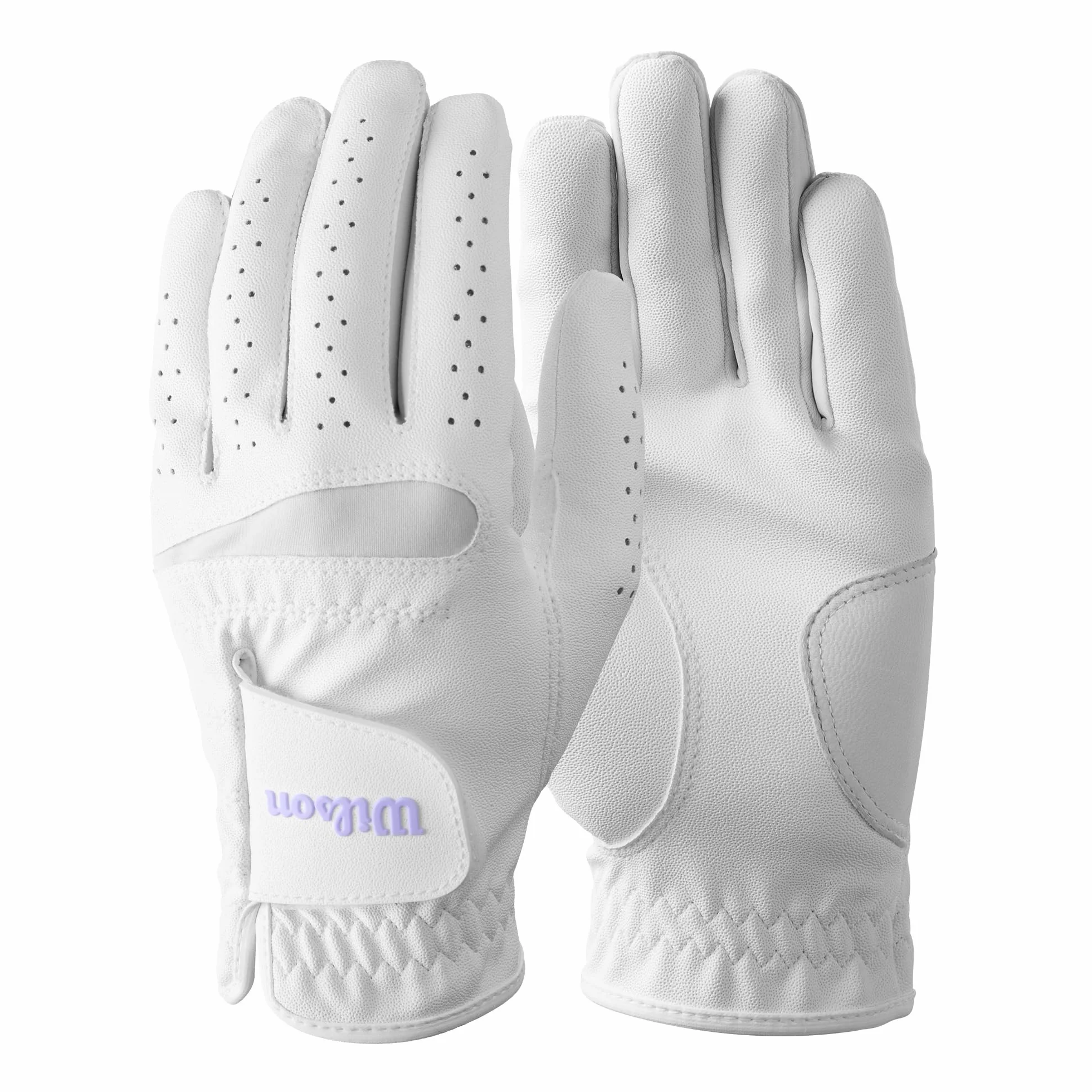 Wilson Feel Plus damskie rękawice golfowe, niezawodna przyczepność i doskonała kontrola, technologia odprowadzania wilgoci, lewa ręka, białe, rozmiar M