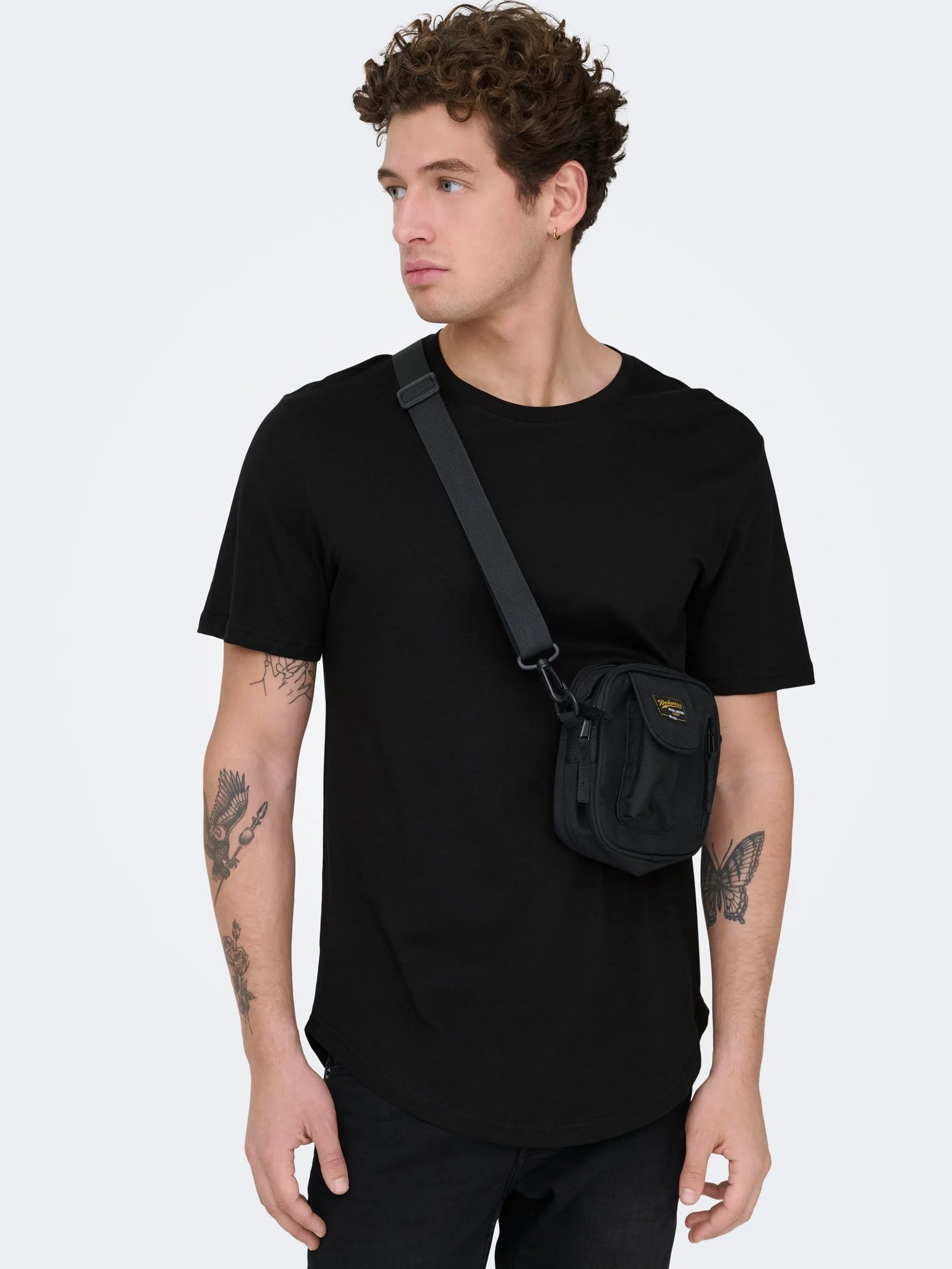ONLY & SONS Męski T-shirt z długim wycięciem pod szyją