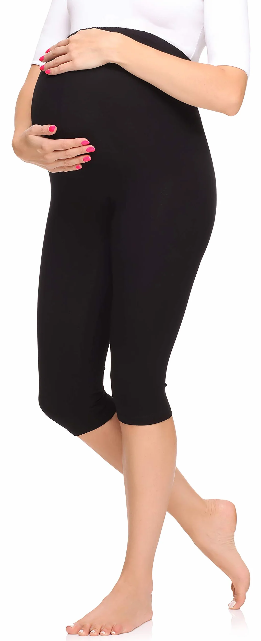 Merry Style Damskie Legginsy Ciążowe 3/4 z Wiskozy MS10-298